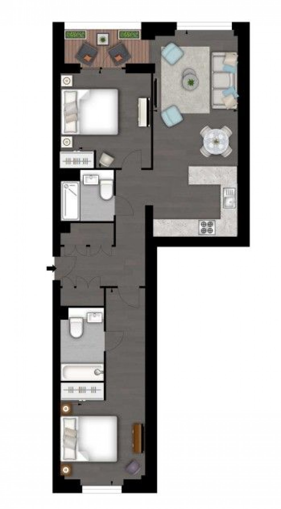 Floorplan for Thornes House,  Charles Clowes Walk, London