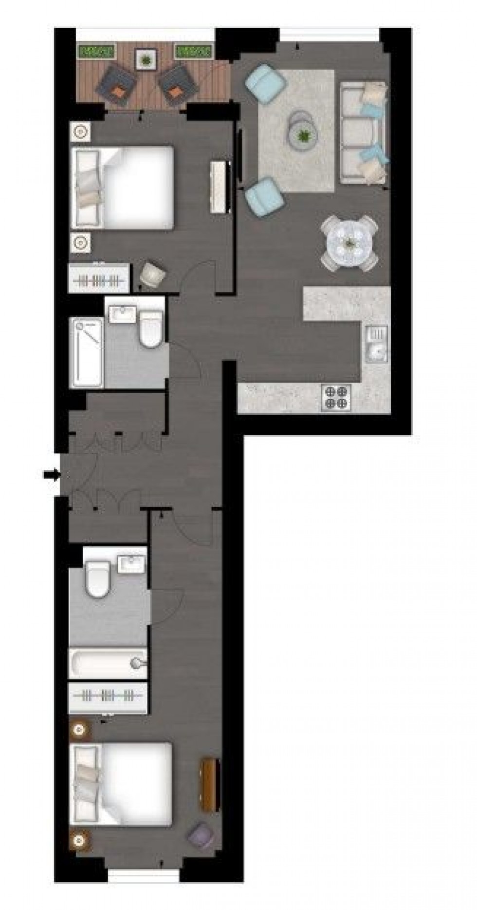 Floorplan for Thornes House,  Charles Clowes Walk, London