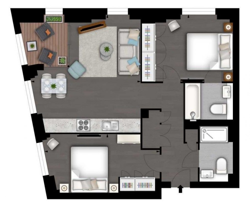 Floorplan for Thornes House,  Charles Clowes Walk, London