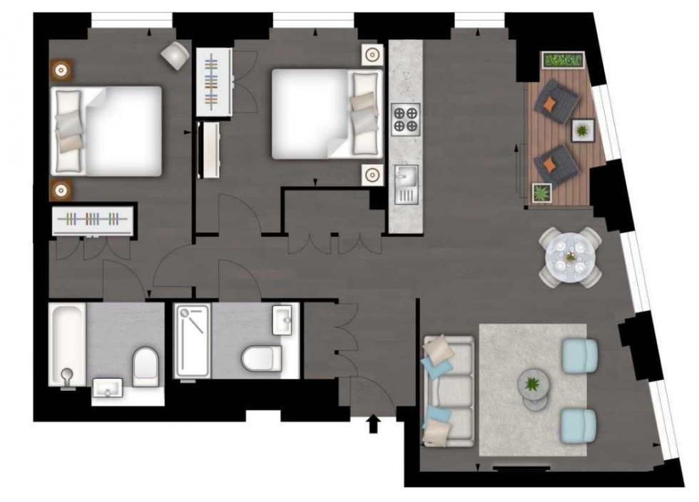 Floorplan for Thornes House,  Charles Clowes Walk, London
