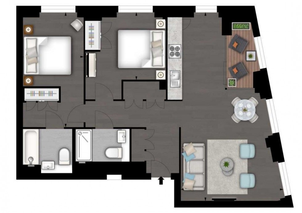 Floorplan for Thornes House,  Charles Clowes Walk, London