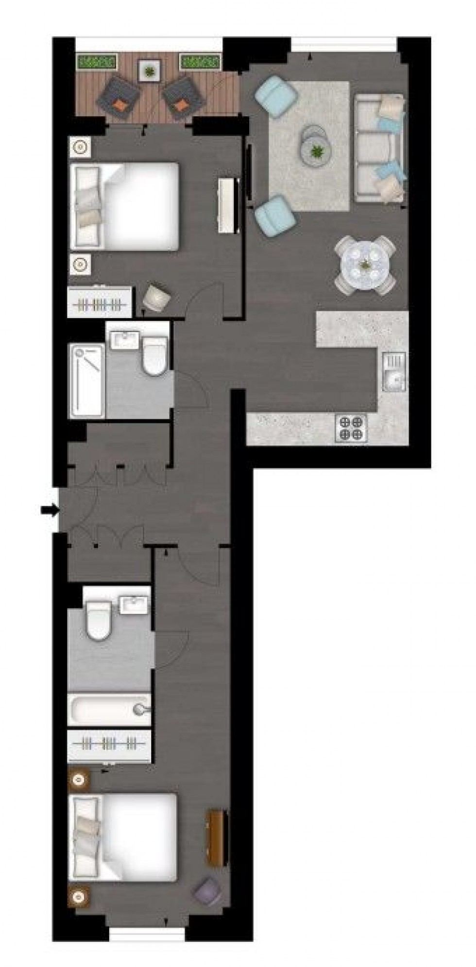 Floorplan for Thornes House,  Charles Clowes Walk, London