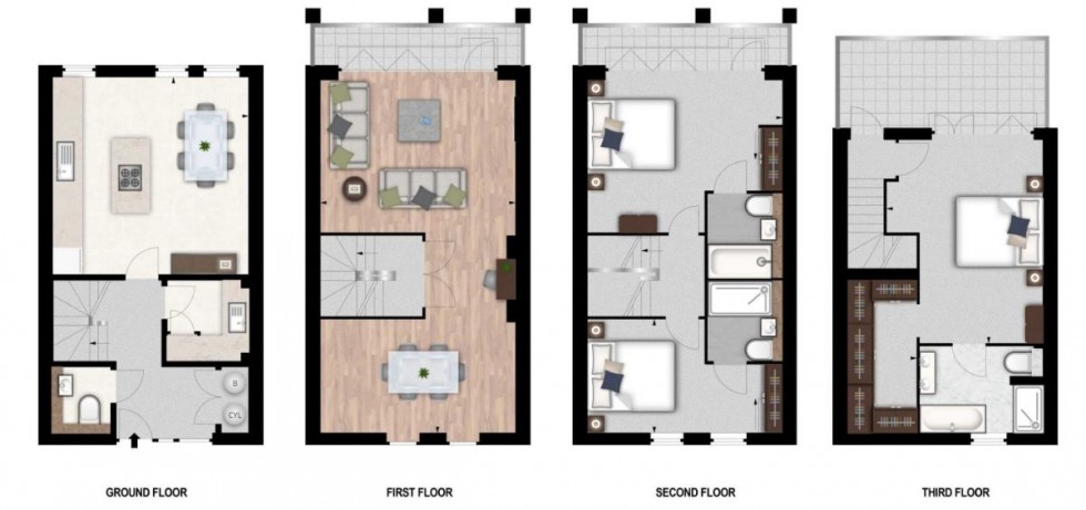 Floorplan for Oxbridge Terrace, Palace Wharf, Rainville Road, London