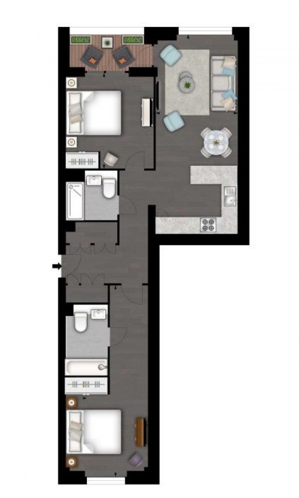 Floorplan for Thornes House,  Charles Clowes Walk, London