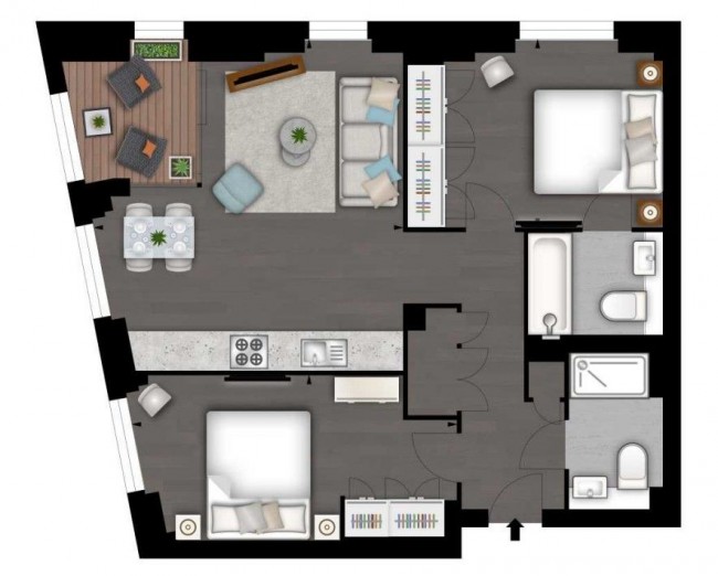 Floorplan for Thornes House,  Charles Clowes Walk, London