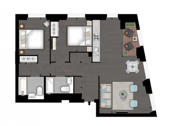 Floorplan for Thornes House,  Charles Clowes Walk, London