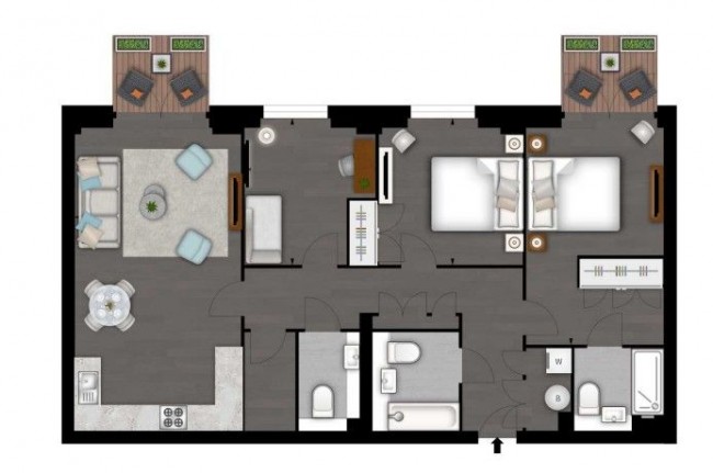 Floorplan for Thornes House,  Charles Clowes Walk, London